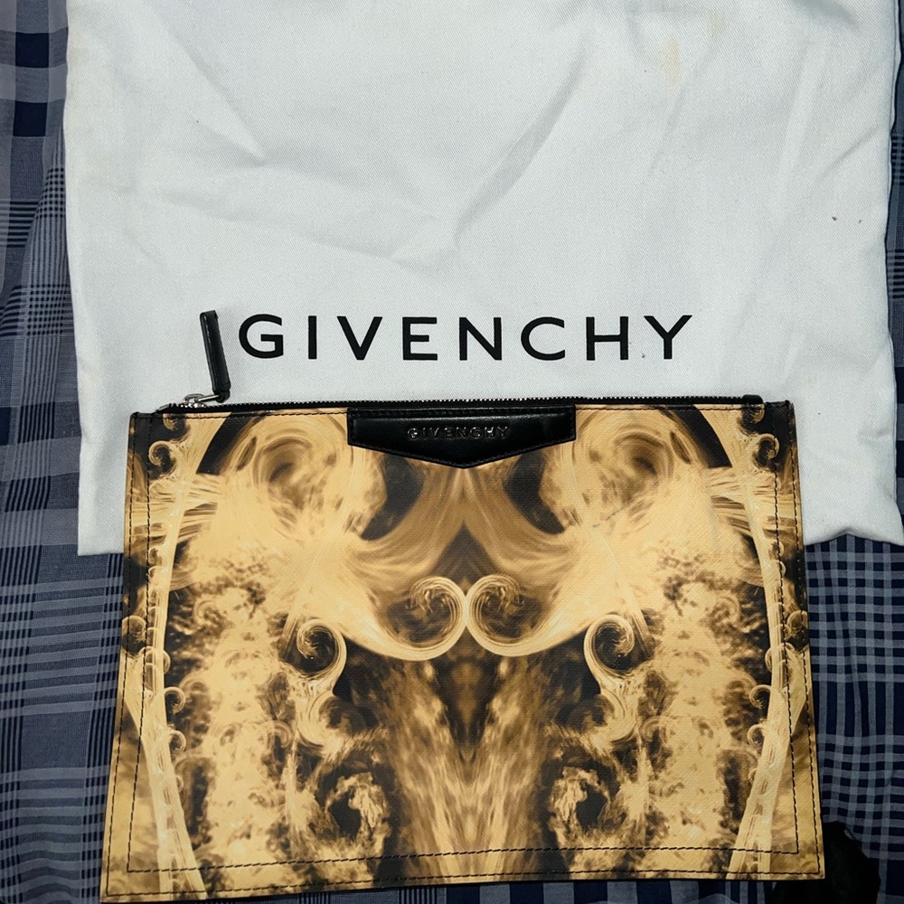 Givenchy Gold/ Black Printed Clutch